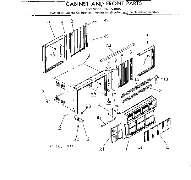 Cabinet and front parts