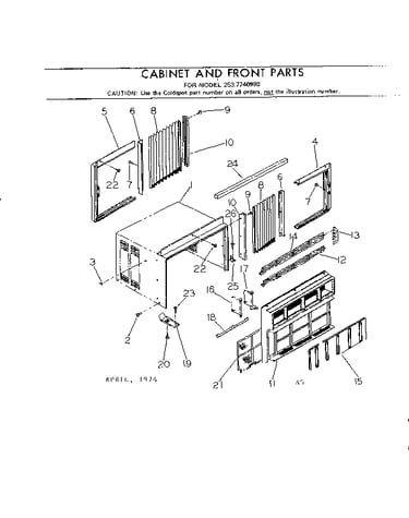 Cabinet and front parts