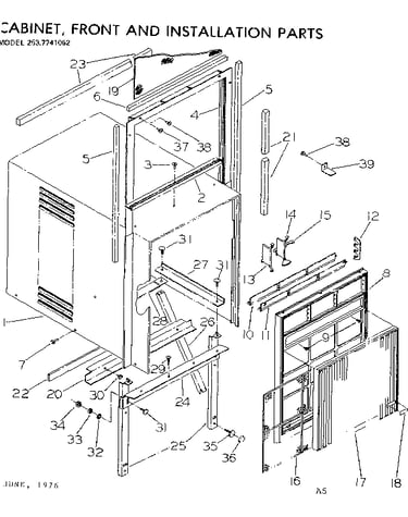Cabinet front and installation parts