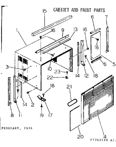 Cabinet and front parts