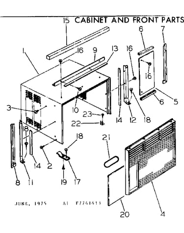 Cabinet and front parts