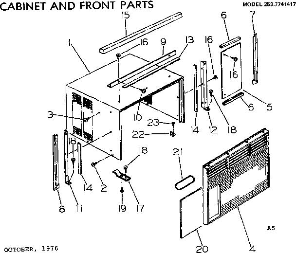 Cabinet and front parts