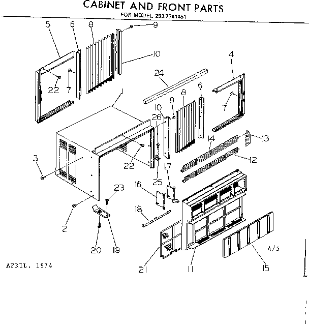 Cabinet and front parts