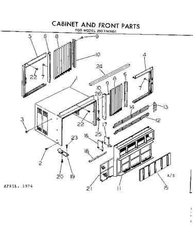 Cabinet and front parts