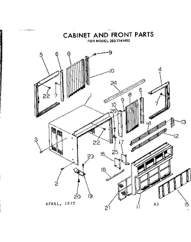 Cabinet and front parts