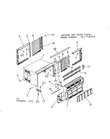 Cabinet and front parts