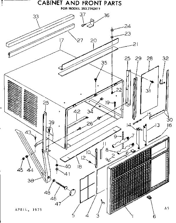 Cabinet and front parts