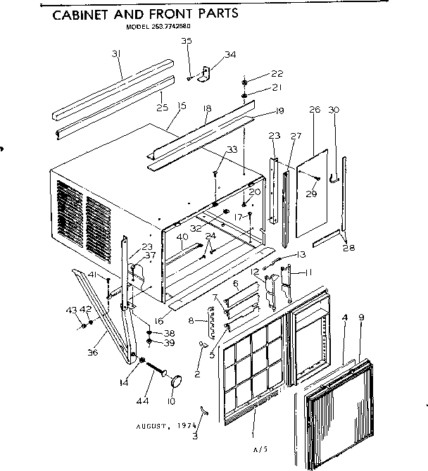 Cabinet and front parts