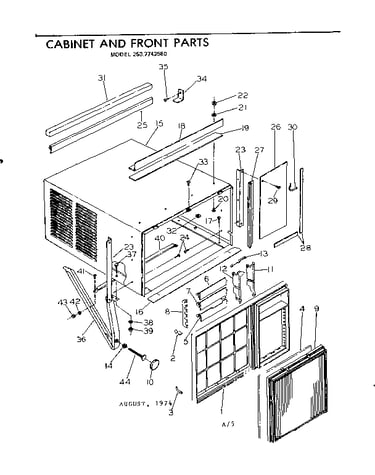 Cabinet and front parts