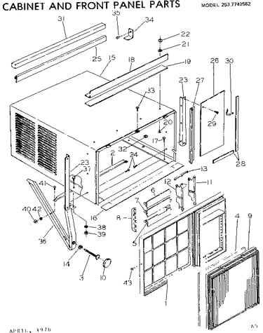 Cabinet and front panel parts
