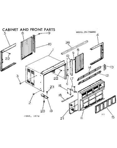 Cabinet and front parts