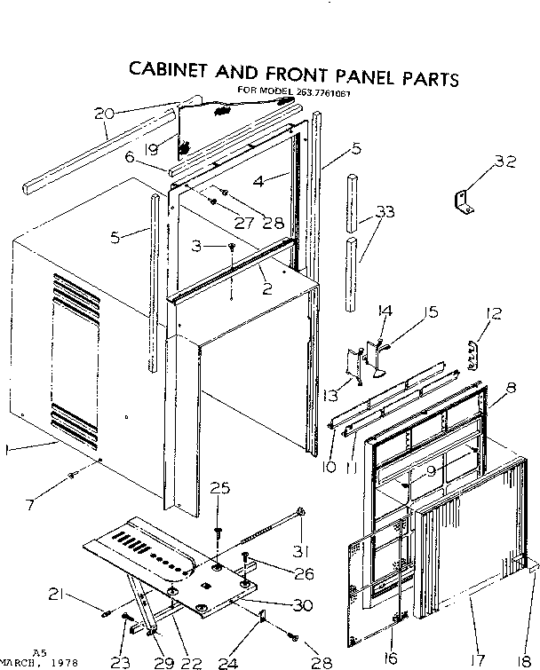 Cabinet and front panel parts