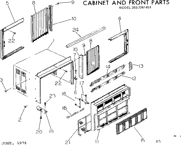Cabinet and front parts