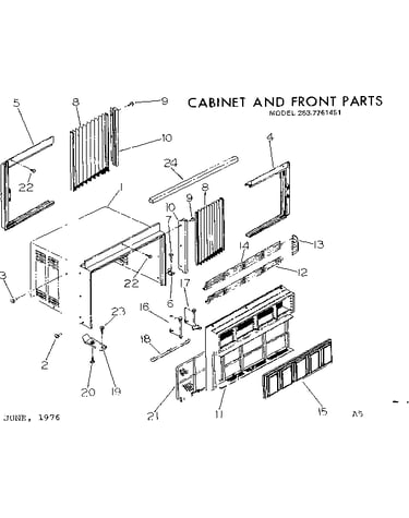 Cabinet and front parts