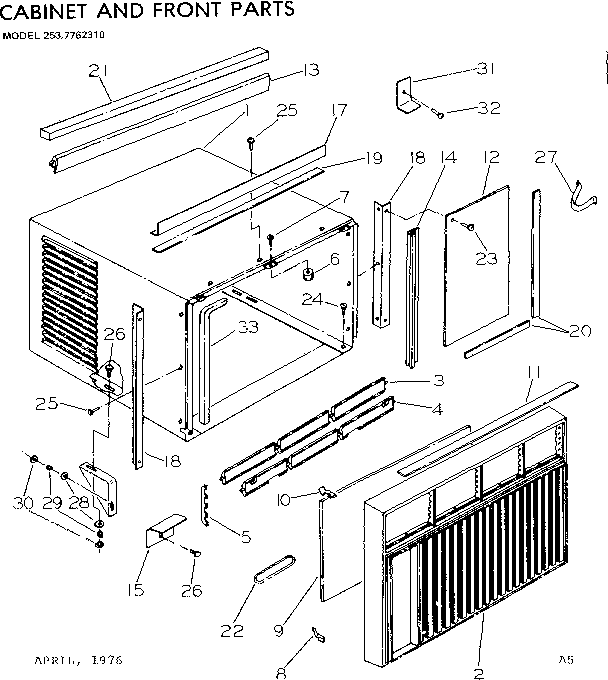Cabinet and front parts
