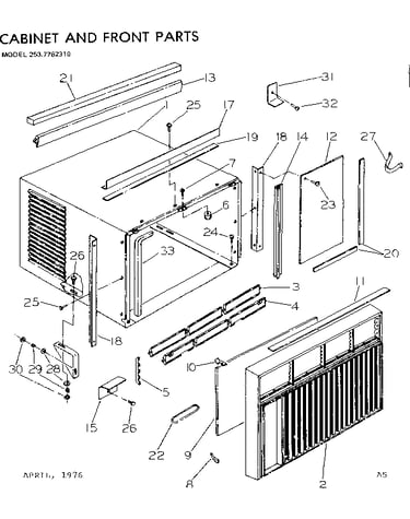 Cabinet and front parts
