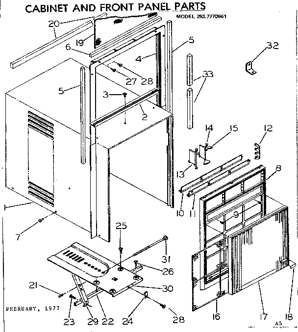 Cabinet and front panel parts