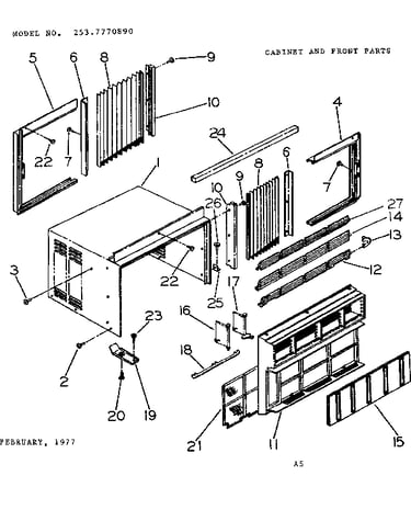 Cabinet and front parts