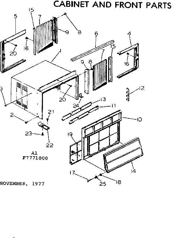 Cabinet and front parts
