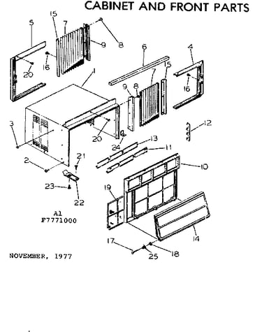 Cabinet and front parts