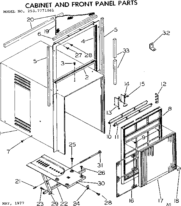 Cabinet and front panel parts