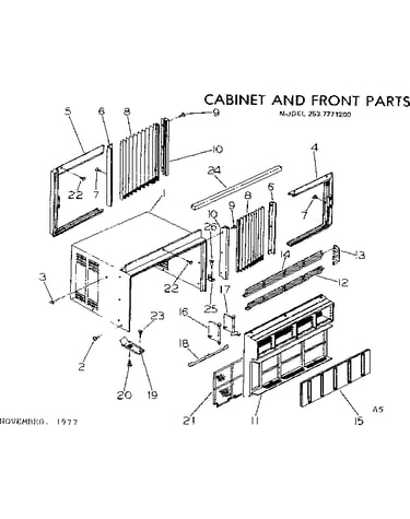 Cabinet and front parts