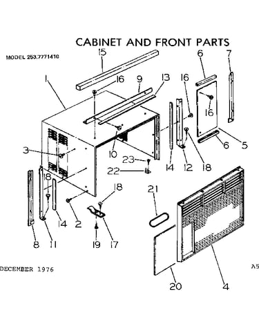 Cabinet and front parts