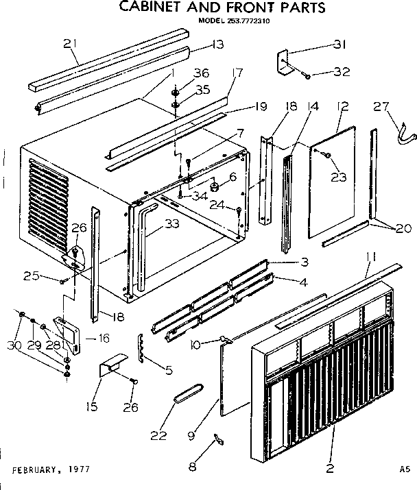 Cabinet and front parts