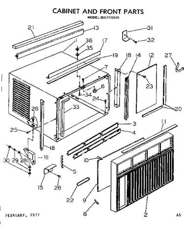 Cabinet and front parts