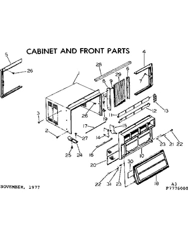 Cabinet and front parts