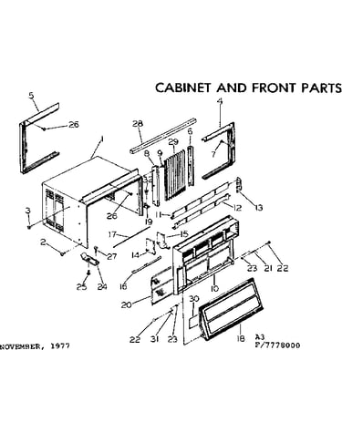 Cabinet and front parts