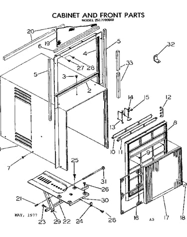 Cabinet and front parts