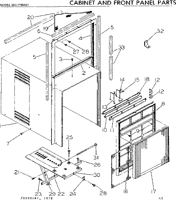 Cabinet and front panel parts