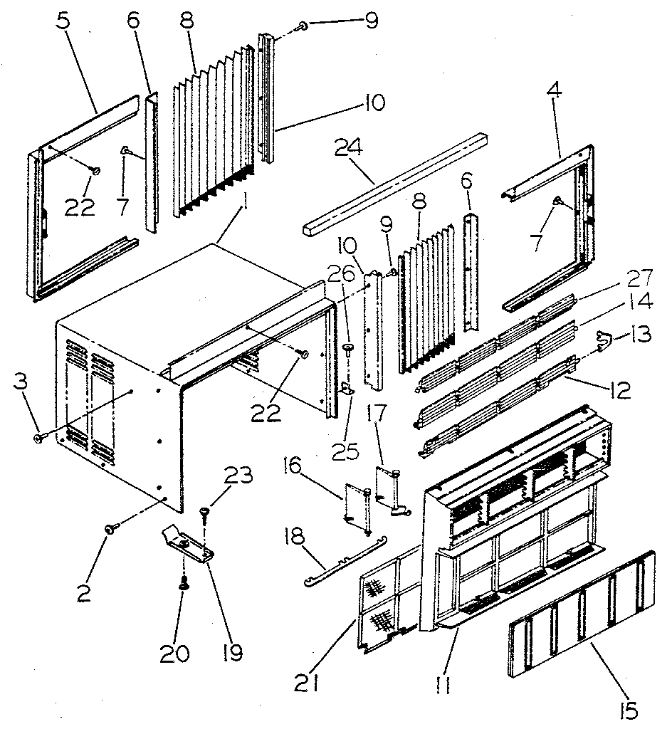 Cabinet and front parts