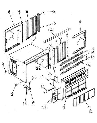 Cabinet and front parts