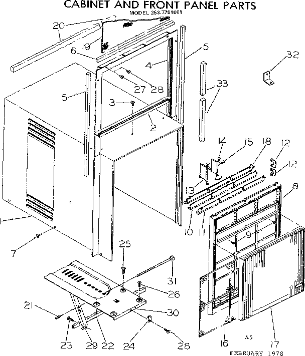 Cabinet and front panel parts