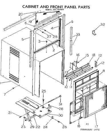 Cabinet and front panel parts