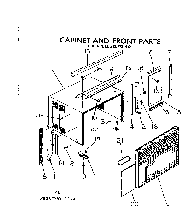 Cabinet and front parts