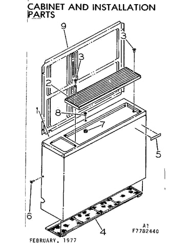 Cabinet and installation parts