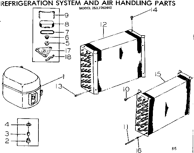 Refrigeration system and air handling parts