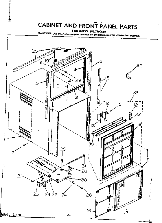 Cabinet and front panel parts
