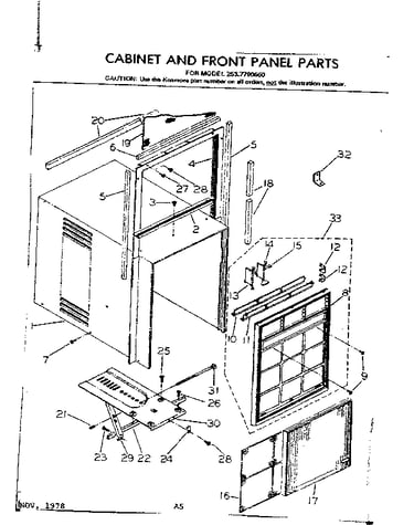 Cabinet and front panel parts