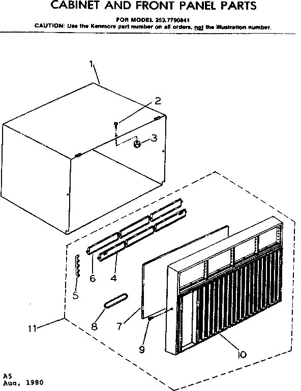 Cabinet and front panel parts