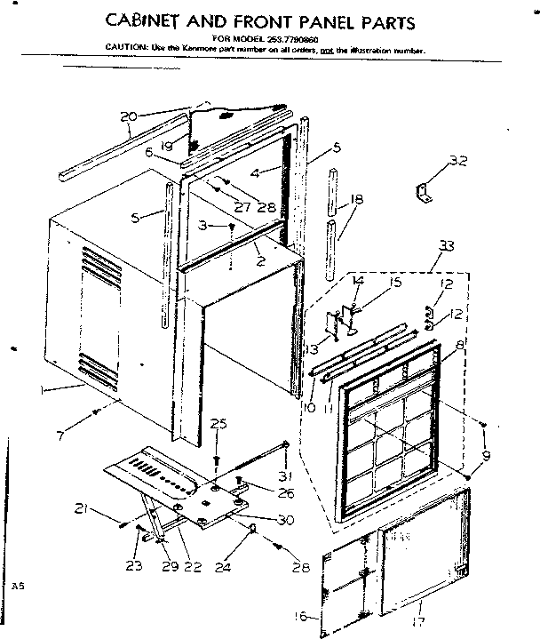 Cabinet and front panel parts
