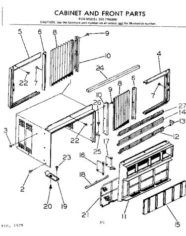 Cabinet and front parts