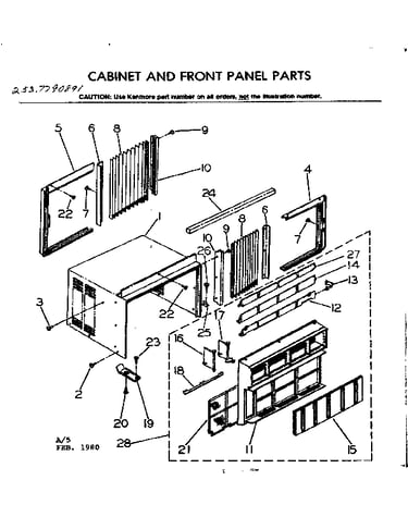 Cabinet and font panel parts