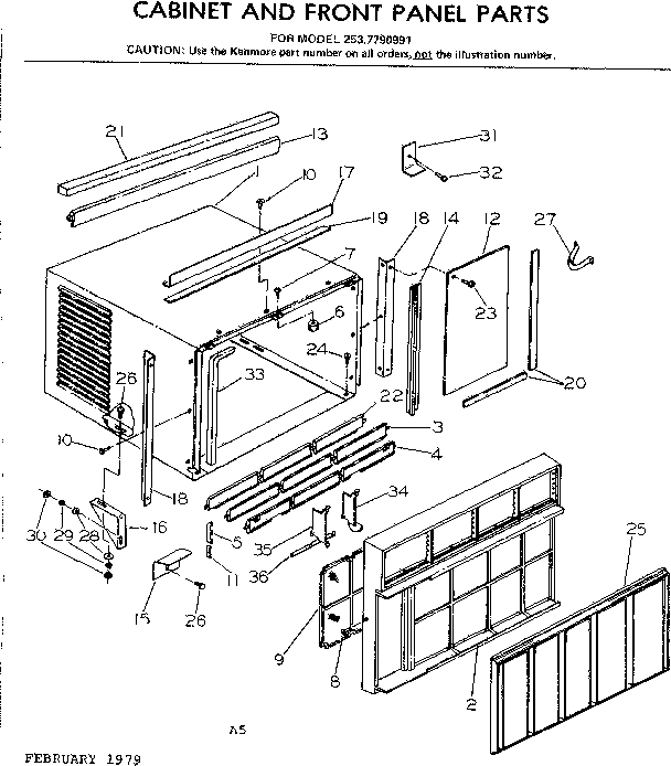Cabinet and front panel parts