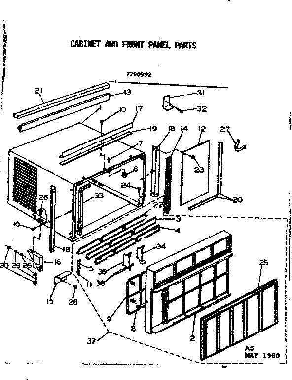 Cabinet and front panel parts