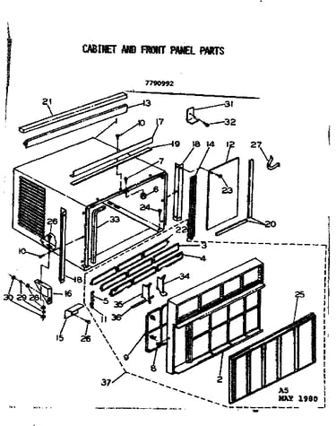 Cabinet and front panel parts