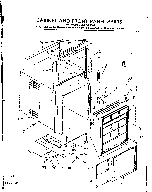 Cabinet and front panel parts